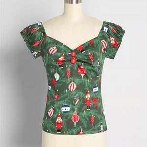 Modcloth Christmas Tree Dreams Top Sz 20